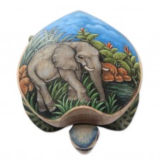 2019 'Turtle and Elephant' Decorative Jewelry Box Carved and Painted Wood NOVICA Bali   382542702059